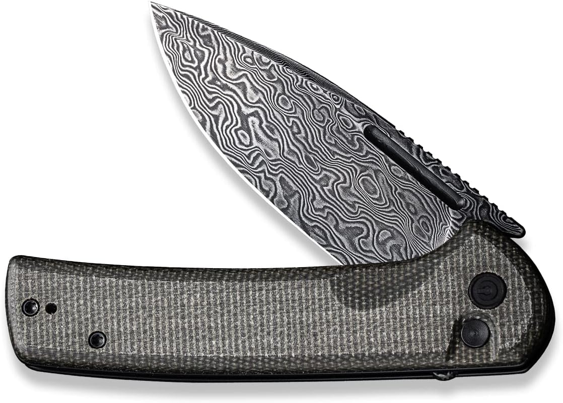 CIVIVI Conspirator Pocket Folding Knife 3.48in Blade, Micarta Handle, Button Lock