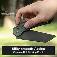 CIVIVI Buster FG Larger Pocket Knife, Superlock Folding Knife for Men Women with 4.2 in Nitro-V Blade Micarta Handle, Designed by Snecx Tan C24052-3 (Green)