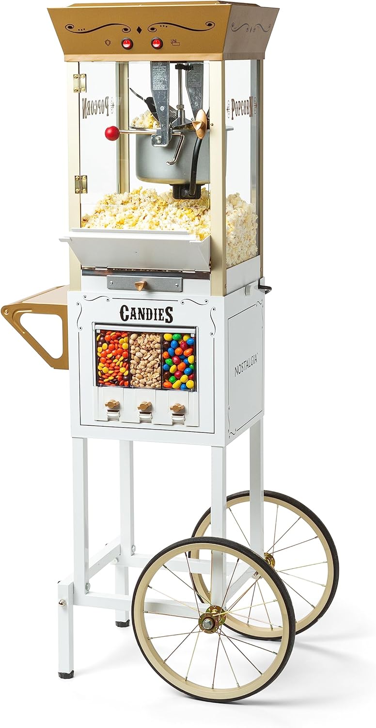 NOSTALGIA Vintage-Style Professional Popcorn Cart with 8 oz Kettle