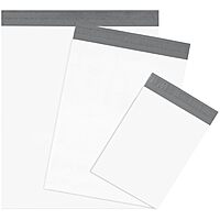 BOX USA "Poly Mailer Envelopes, 15"" x 20"" x 4"", White, Self-Seal with Tear Strip, Gusseted