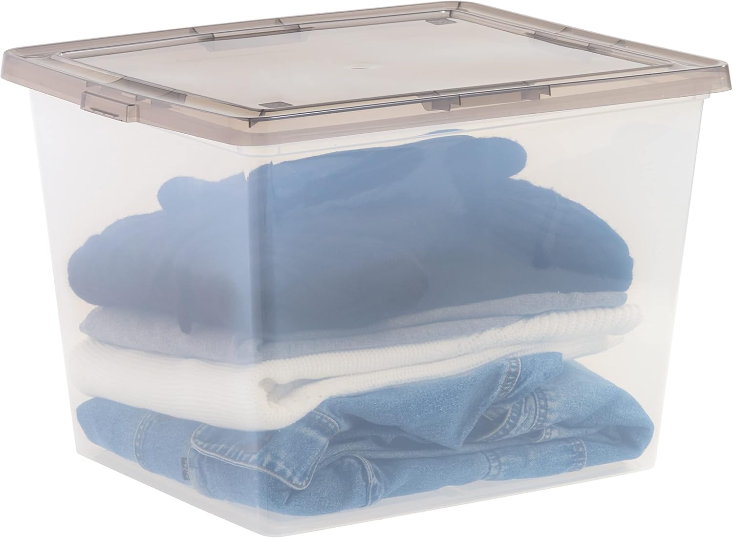 IRIS USA 36 Quart Snap Top Plastic Storage Bin, 6 Pack