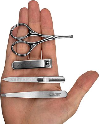 Kershaw Men's Stainless Steel Manicure Set, 4-Piece with Case (KMCURE), Regular