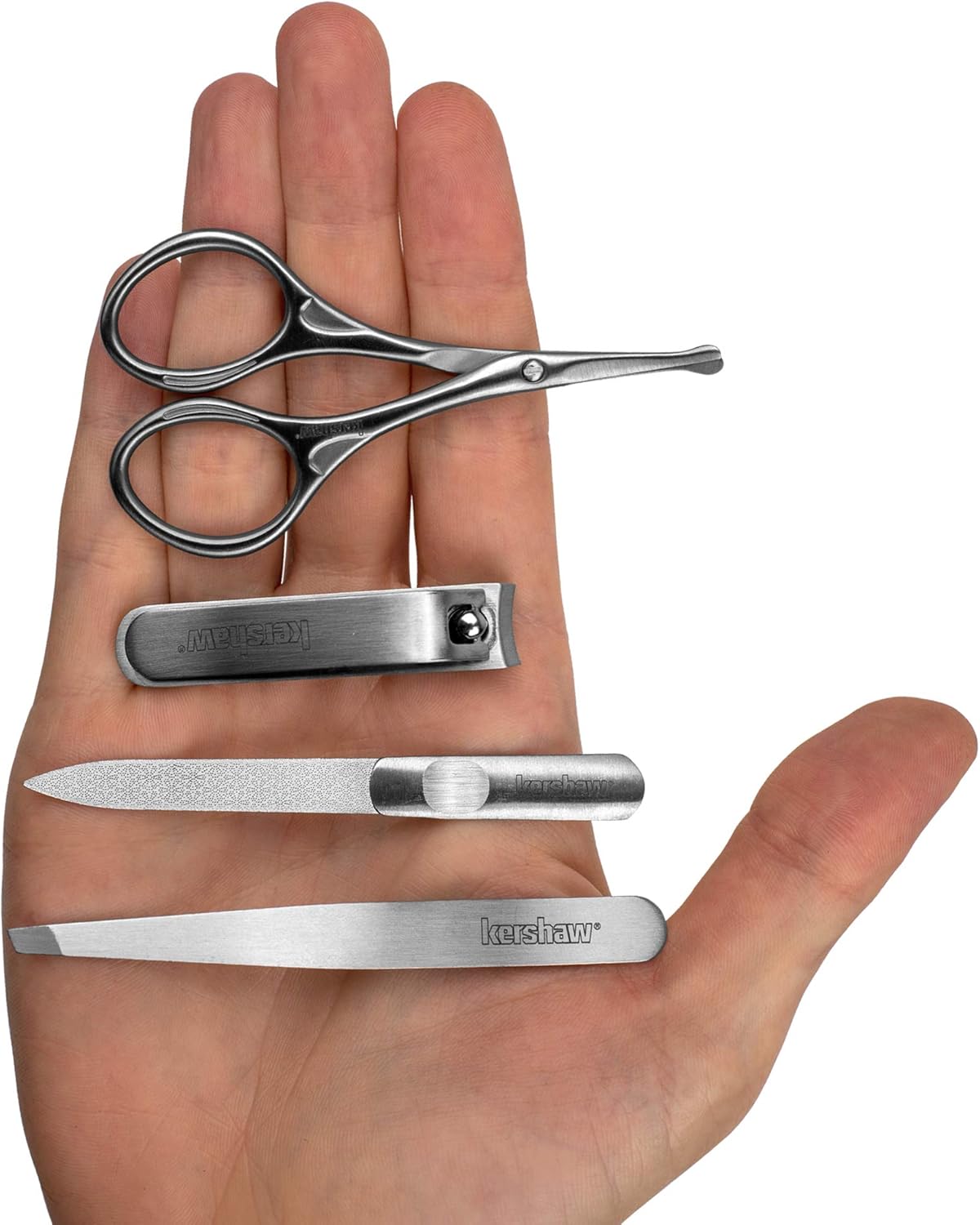Kershaw Men's Stainless Steel Manicure Set, 4-Piece with Case (KMCURE), Regular
