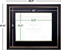 EXCELLO GLOBAL PRODUCTS Photo Document Frame: 11" x 14" with Double Mat Graduation Diploma Certificate Holder Wall Frame (Black/Gold/Red)
