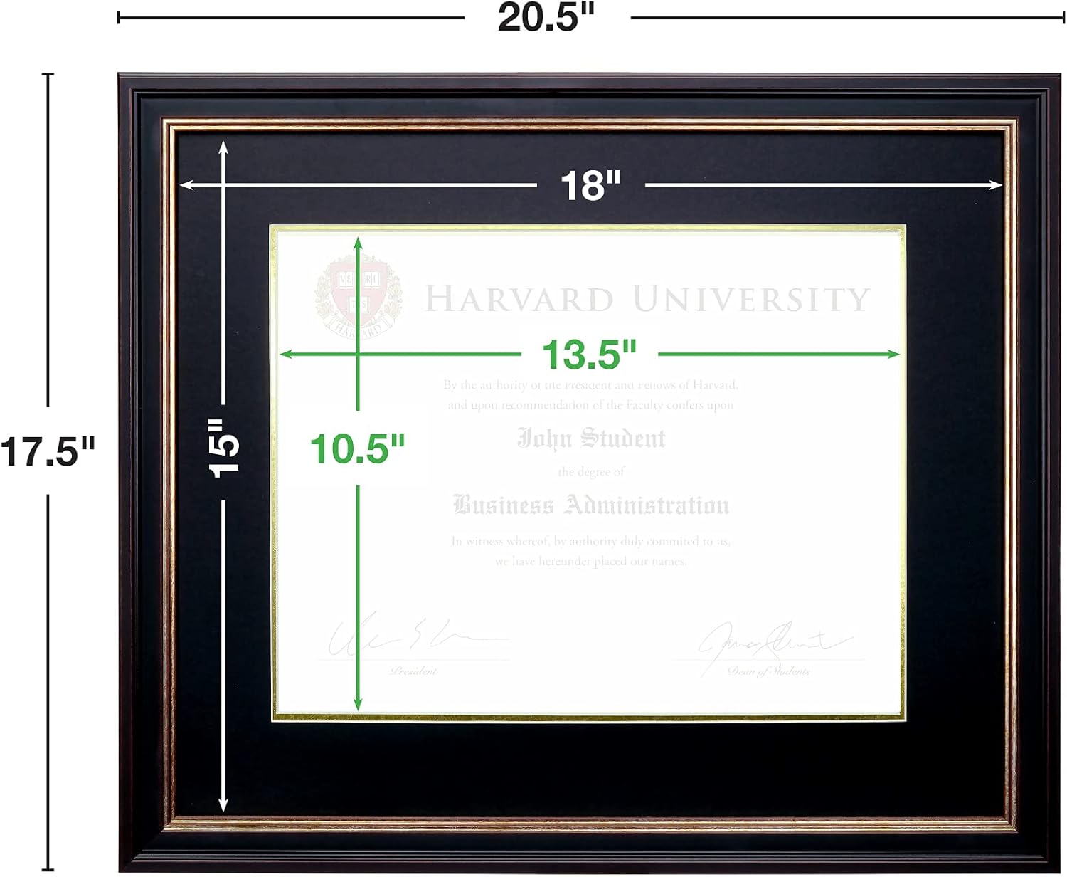 EXCELLO GLOBAL PRODUCTS Photo Document Frame: 11" x 14" with Double Mat Graduation Diploma Certificate Holder Wall Frame