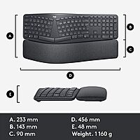 Logitech Ergo K860 Split Wireless Keyboard for Business - Ergonomic Design, Secured Logi Bolt Technology, Bluetooth, Globally Certified, Windows/Mac/Chrome/Linux - Graphite