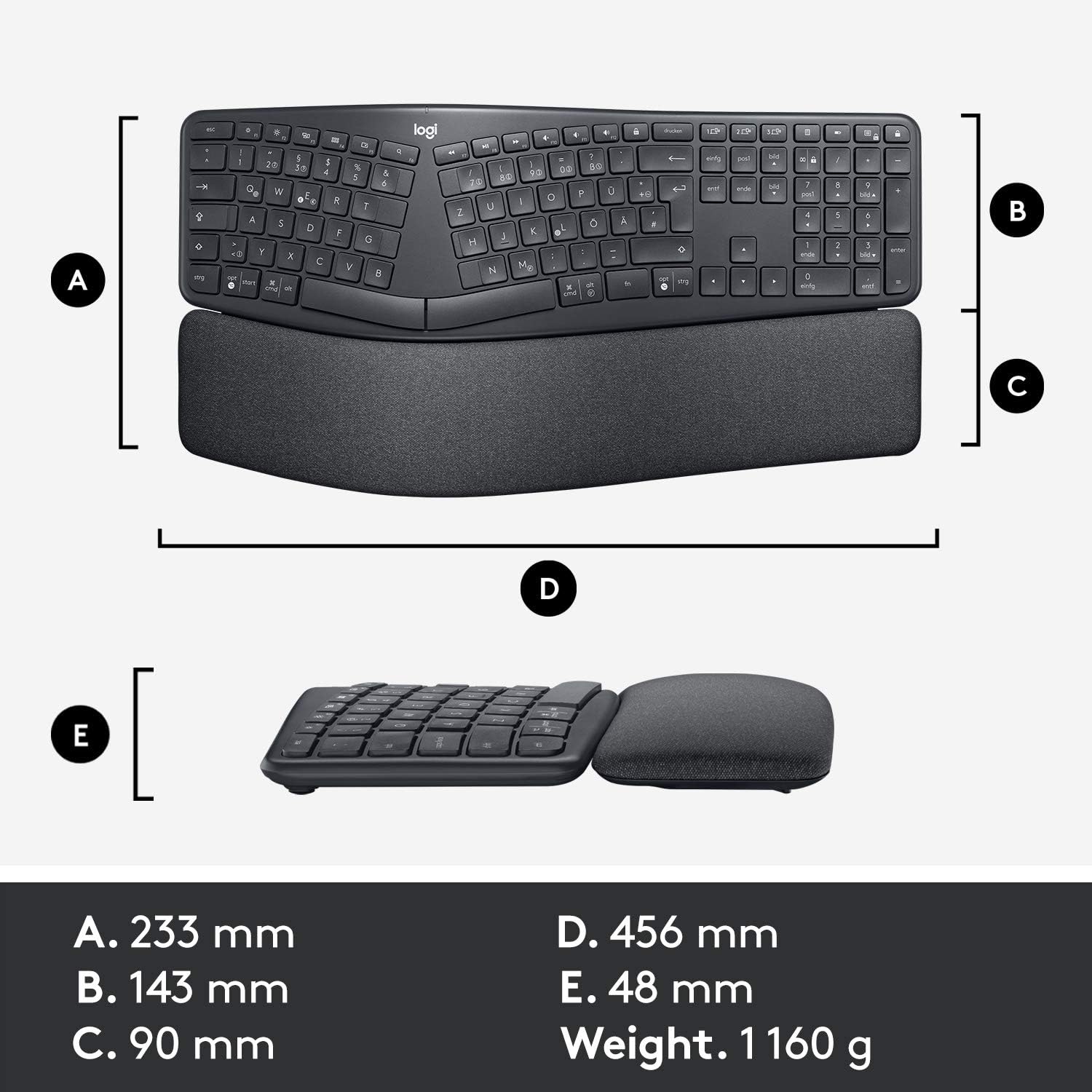 Logitech Ergo K860 Split Wireless Keyboard for Business - Ergonomic Design, Secured Logi Bolt Technology, Bluetooth