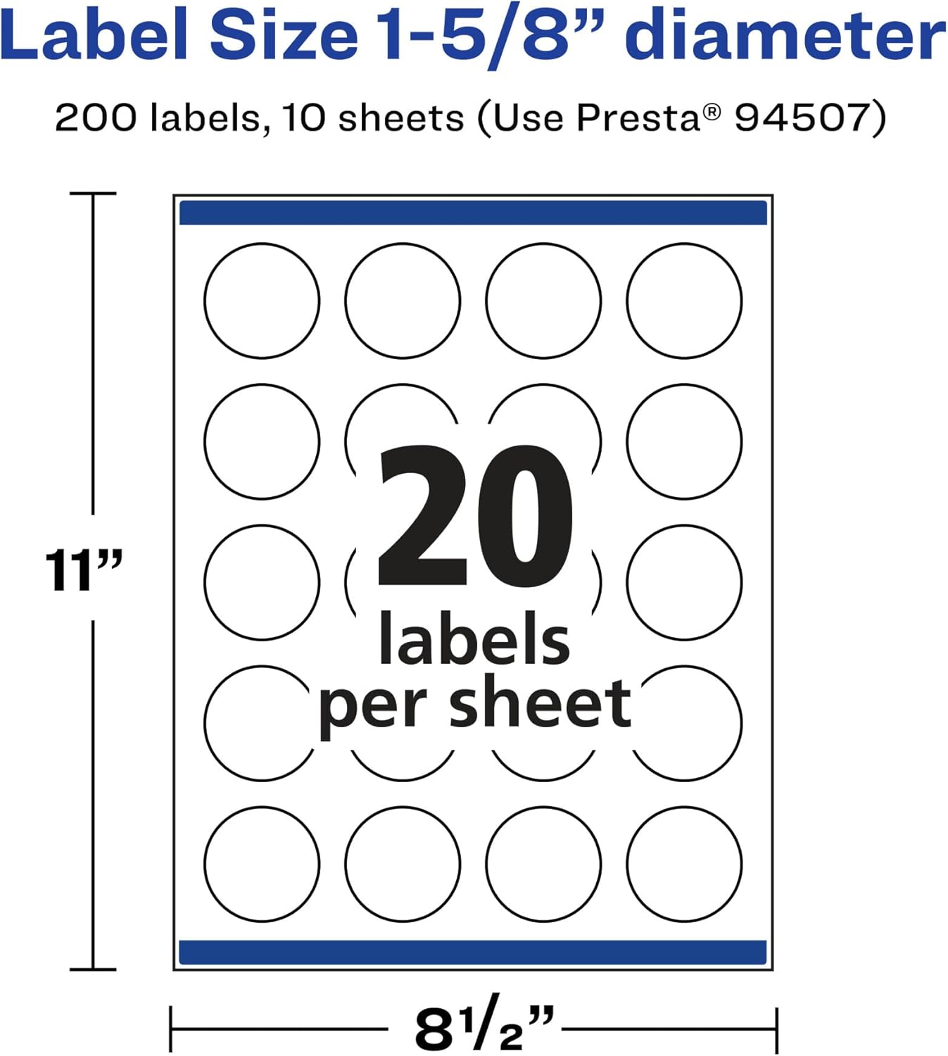 AVERY Glossy Clear Round Labels, Sure Feed Technology, 1-5/8" Diameter, Print-to-The-Edge, Laser/Inkjet Printable