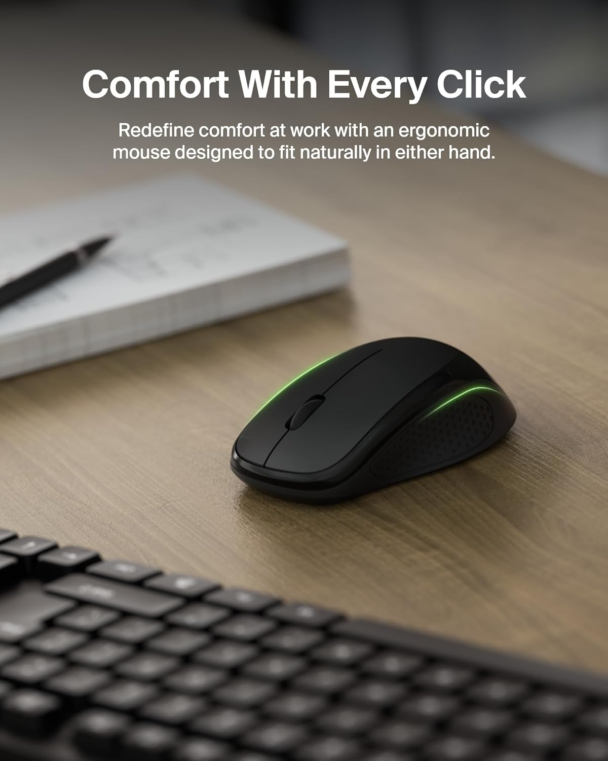 Belkin Wireless Keyboard and Mouse with USB-A Receiver - Keyboard Set withWireless Mouse, Ergonomic Design for Home, Office