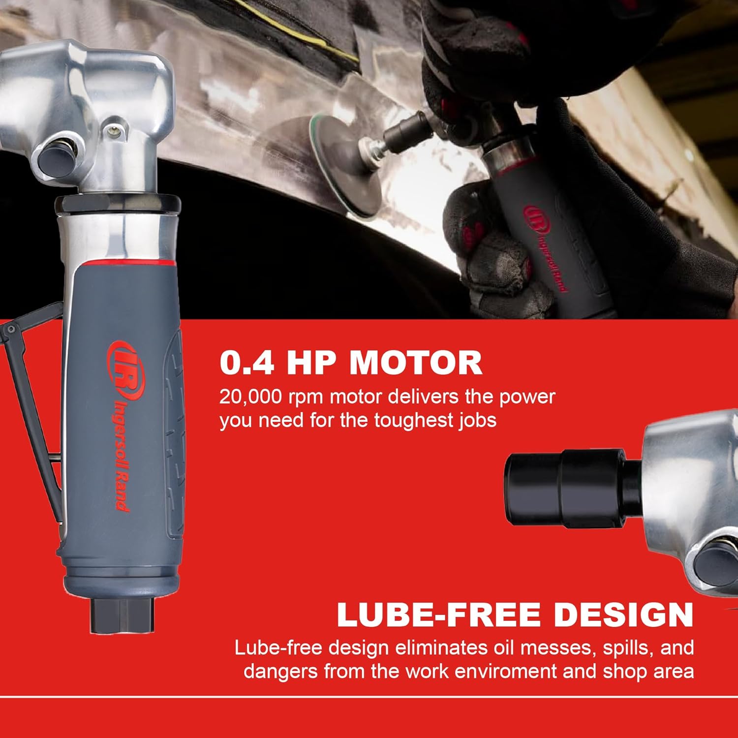 Ingersoll Rand 5102MAX Air Die Grinder – Right Angle, Ergonomic Grip, 0.4 HP and 20,000 RPM Motor, Lightweight Tool