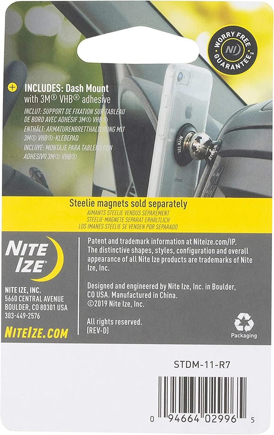 Nite Ize Steelie Dash Mount - Additional Car Mount Dash Ball for Steelie Magnetic Phone Mounting System