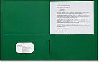 Sparco Leatherette Portfolio, 8-1/2in x 11in, 2 Pocket, Green, Box of 25