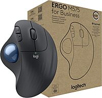 Logitech ERGO M575 Wireless Trackball Mouse for Business - Ergonomic Design, Logi Bolt, Bluetooth, Graphite - 910006197