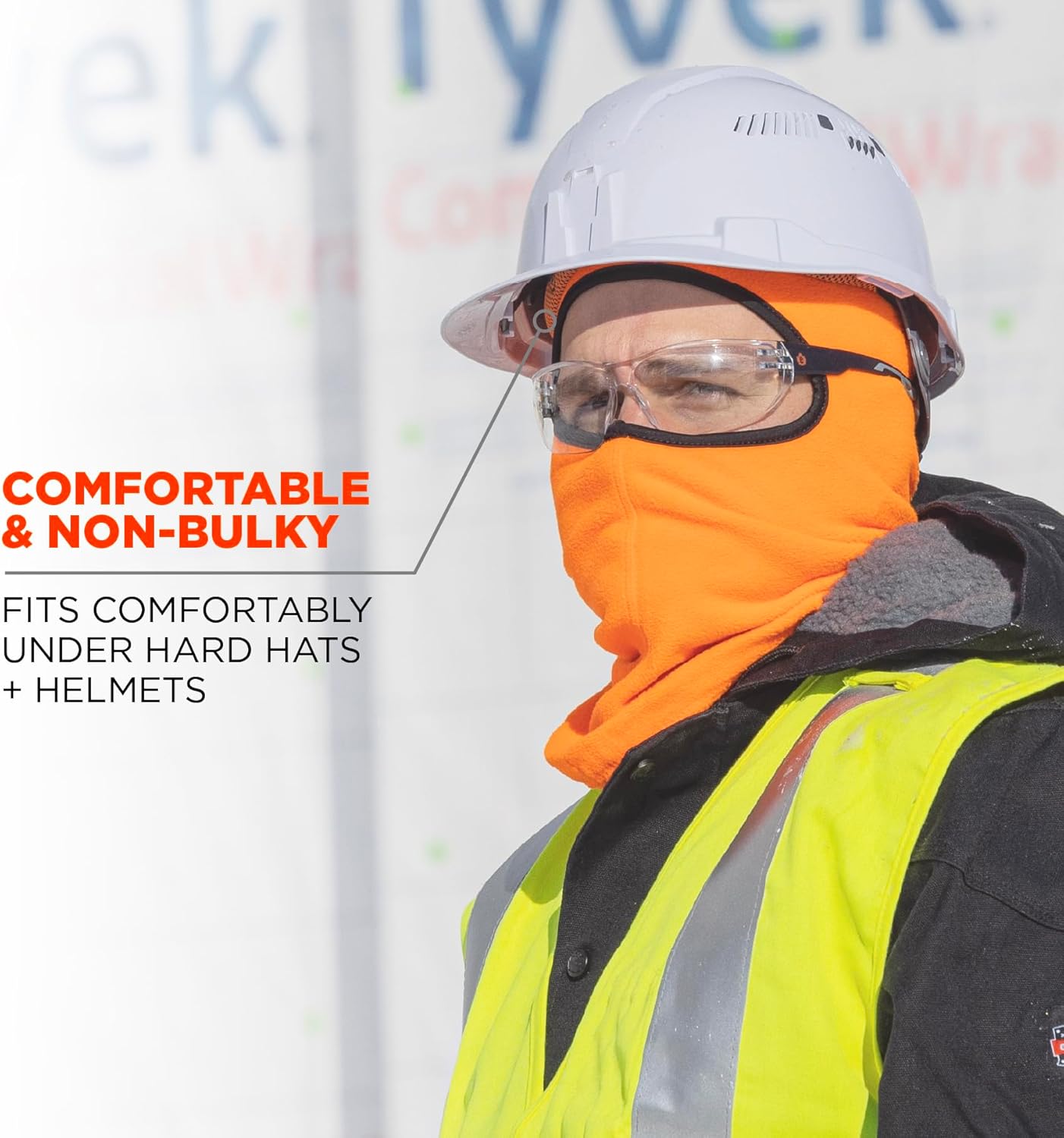 Ergodyne N-Ferno 6821 Winter Ski Mask Balaclava, Thermal Fleece Orange One Size Balaclava Face Mask - Fleece