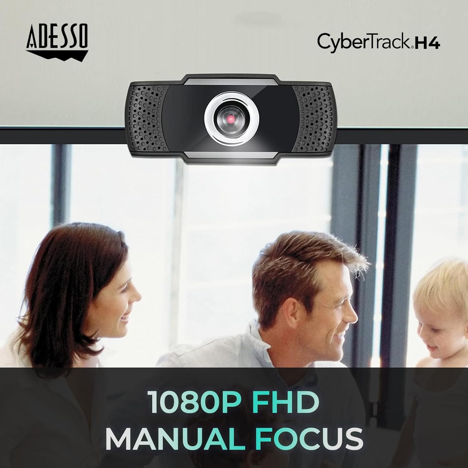 CyberTrack H4 Webcam 1080P HD USB Webcam with Built-in Microphone, Black