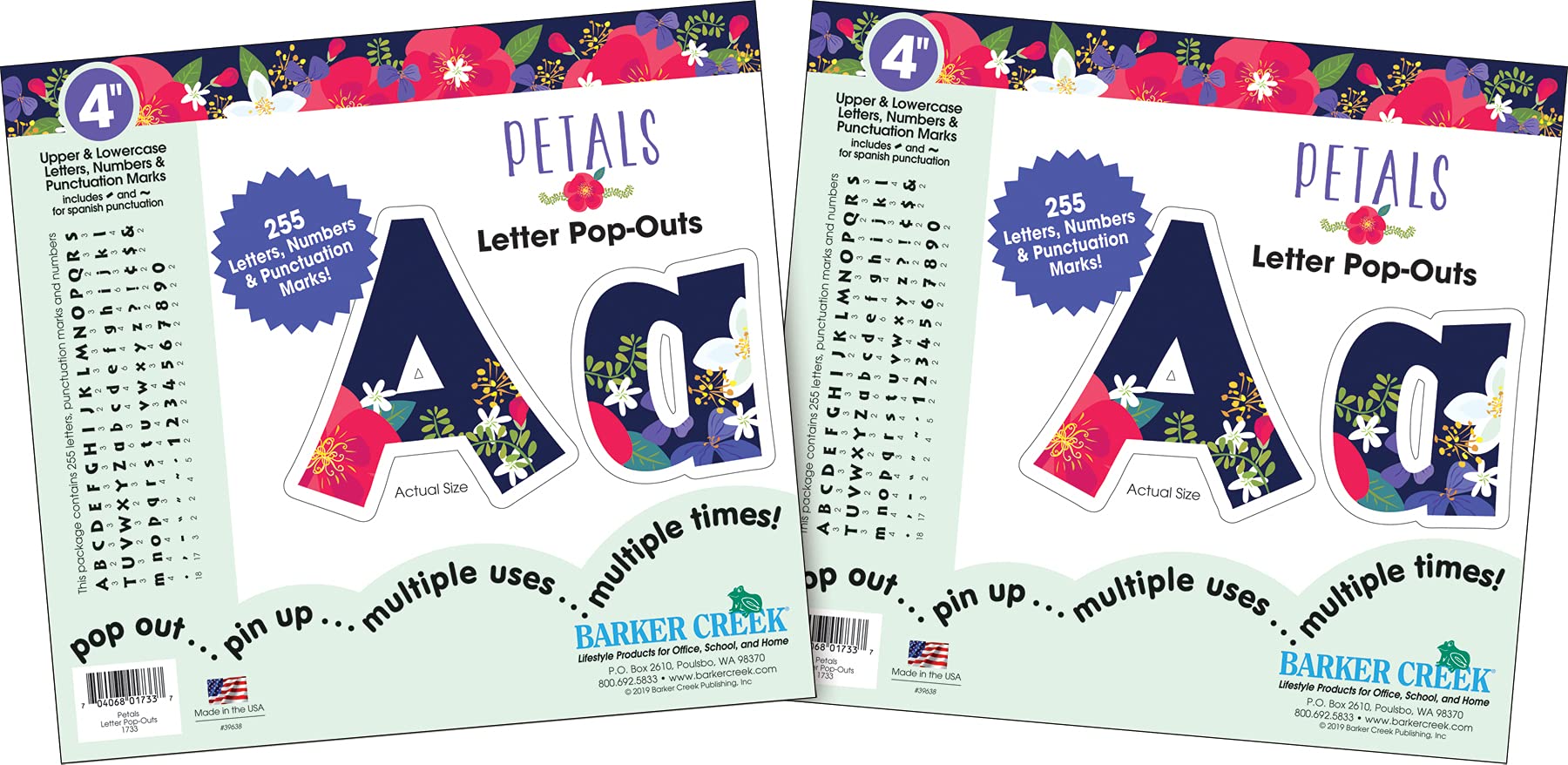 Barker Creek 4" Letter Pop-Outs 2-Pack, Petals, Jazz Up Your Bulletin Boards with These Colorful Letters