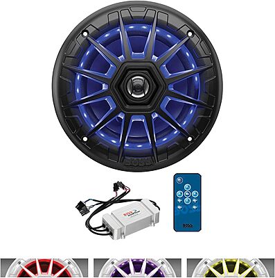 BOSS Audio Systems MRGB65 6.5 Inch Marine Boat Stereo Speakers - Coaxial, 2 Way, Full Range, Multi-Color Illumination