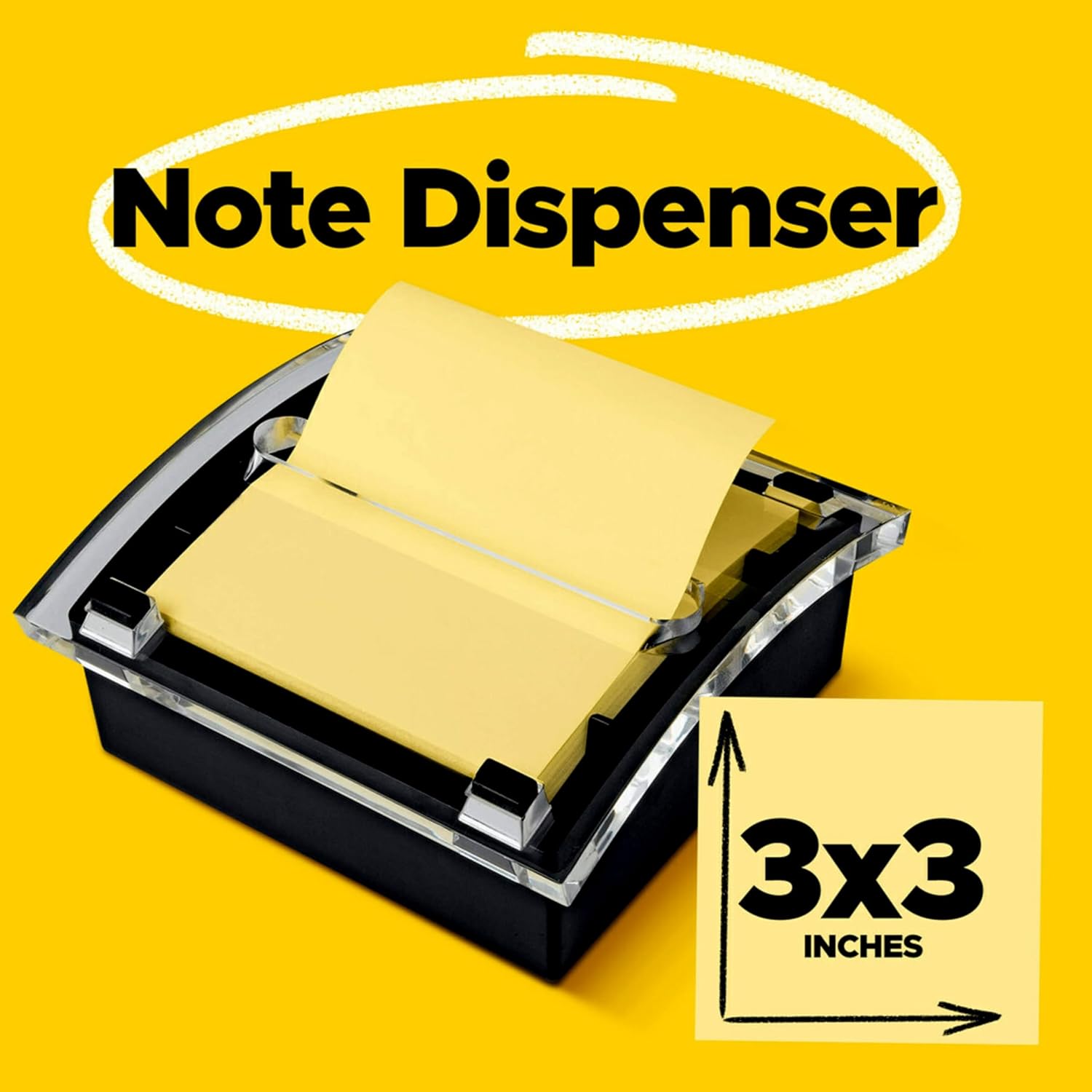 Post-it Pop-up Notes Dispenser, Organizes Desk & Keeps Notes Nearby, Black Base, Clear Top