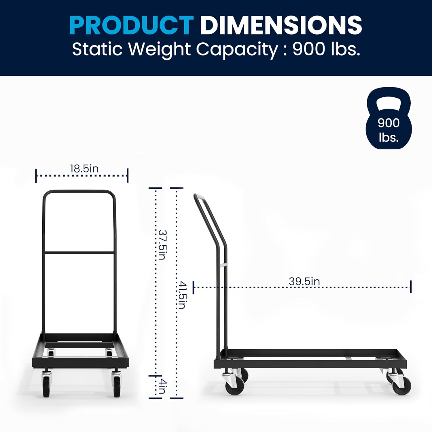 Flash Furniture Kaden L-Shaped Folding Chair Dolly for Large Events, Commercial Grade Steel Folding Chair Cart
