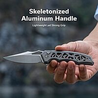 CIVIVI Anaaki Folding Pocket Knife 2.98\" Nitro-V Blade Aluminum Skeletonized Handle