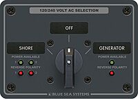 Blue Sea Systems 8386 AC Rotary Switch Panel 30 Ampere 2 positions + OFF, 4 Pole