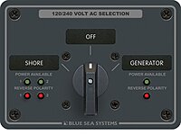 Blue Sea Systems 8386 AC Rotary Switch Panel 30 Ampere 2 positions + OFF, 4 Pole