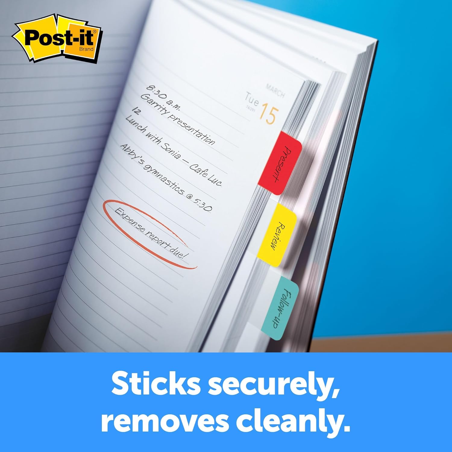 Post-it Tabs, 2 in, Solid, Assorted Primary Colors, 6 Tabs/Color, 4 Colors, 24 Tabs/Pack (686-ALYR)