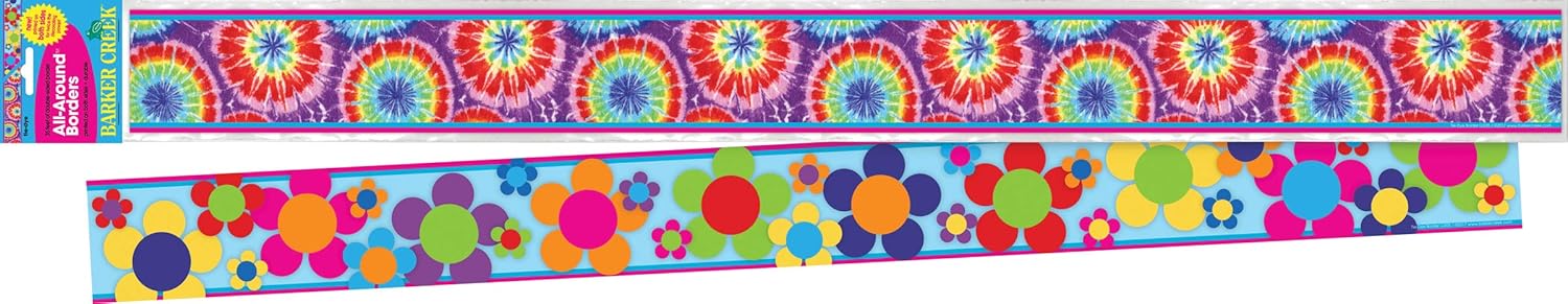 BARKER CREEK Double-Sided Border 2-Pack, Tie-Dye, Decorate Galore with 70' of Border