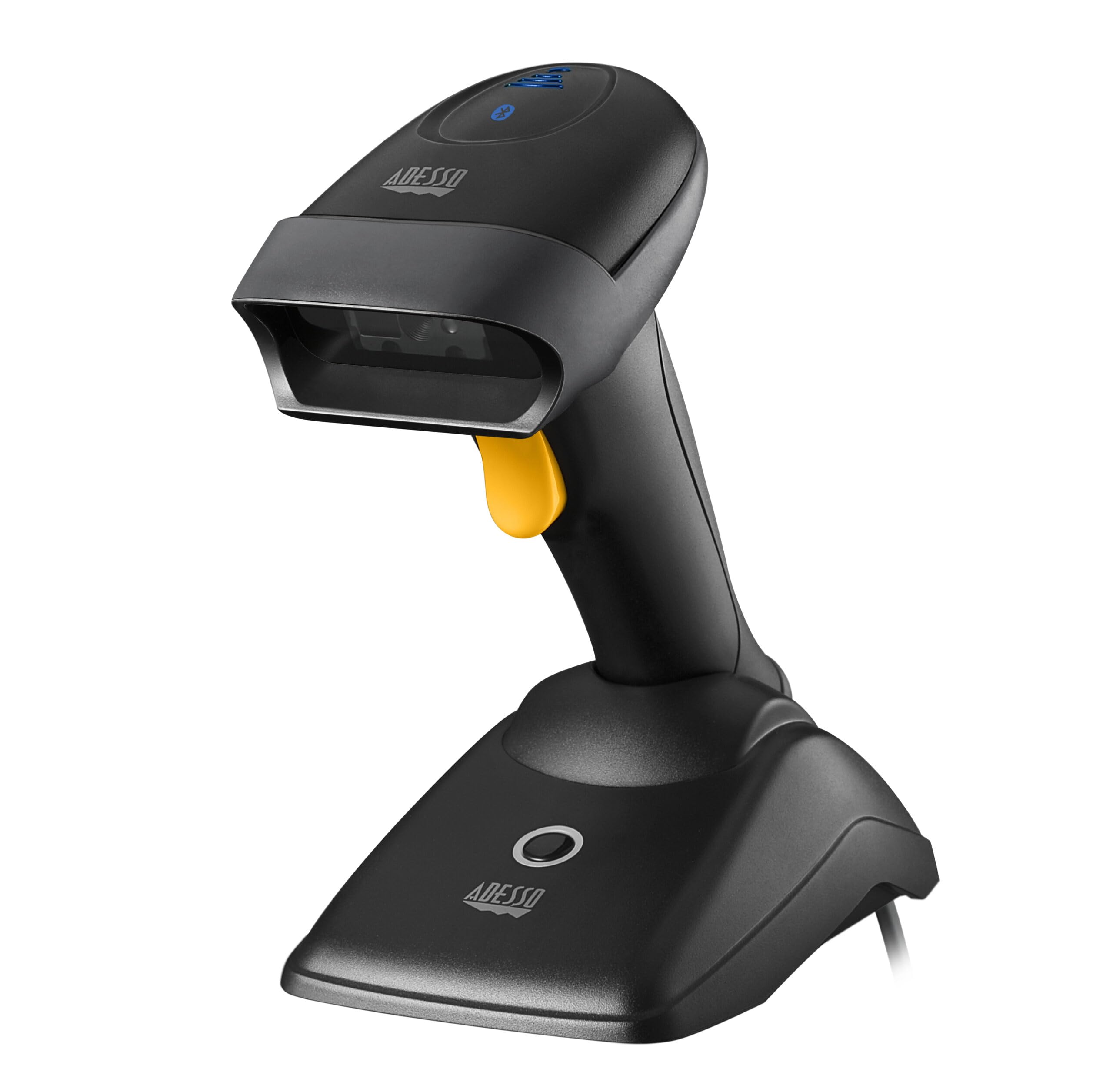 Adesso NuScan 2500 2D Barcode Scanner Wireless Bluetooth & 2.4GHz Handheld Bar Code Reader with Charging Cradle for POS