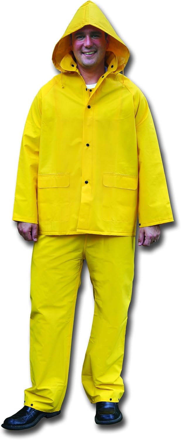 MCR Safety 3-Piece Rain Suit with Pants, 2X-Large, Yellow