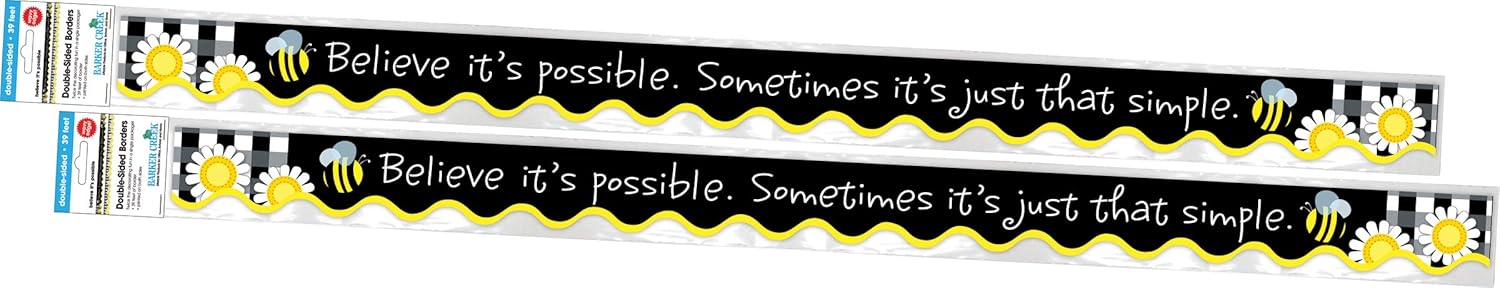 BARKER CREEK Double-Sided Scalloped Edge Border 2-Pack, Believe It's Possible