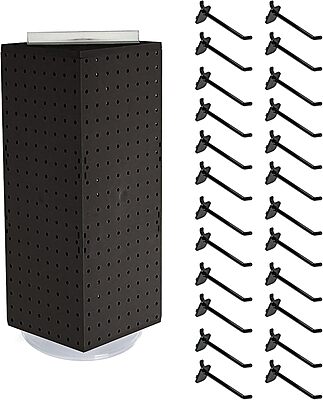 Azar Displays Four-Sided Revolving 8" W x 20" H Counter Pegboard Display with 24 Hooks