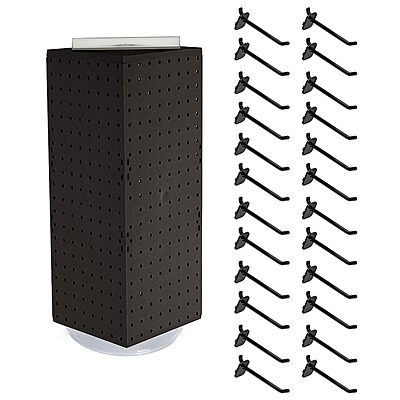 Azar Displays Four-Sided Revolving 8" W x 20" H Counter Pegboard Display with 24 Hooks