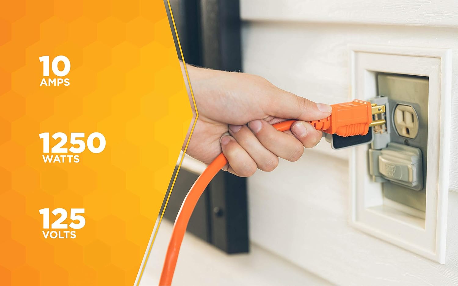 Heavy Duty Outdoor vinyl Power Extension Cord SJTW, Orange, 16/3, 100 FT. 100-Feet