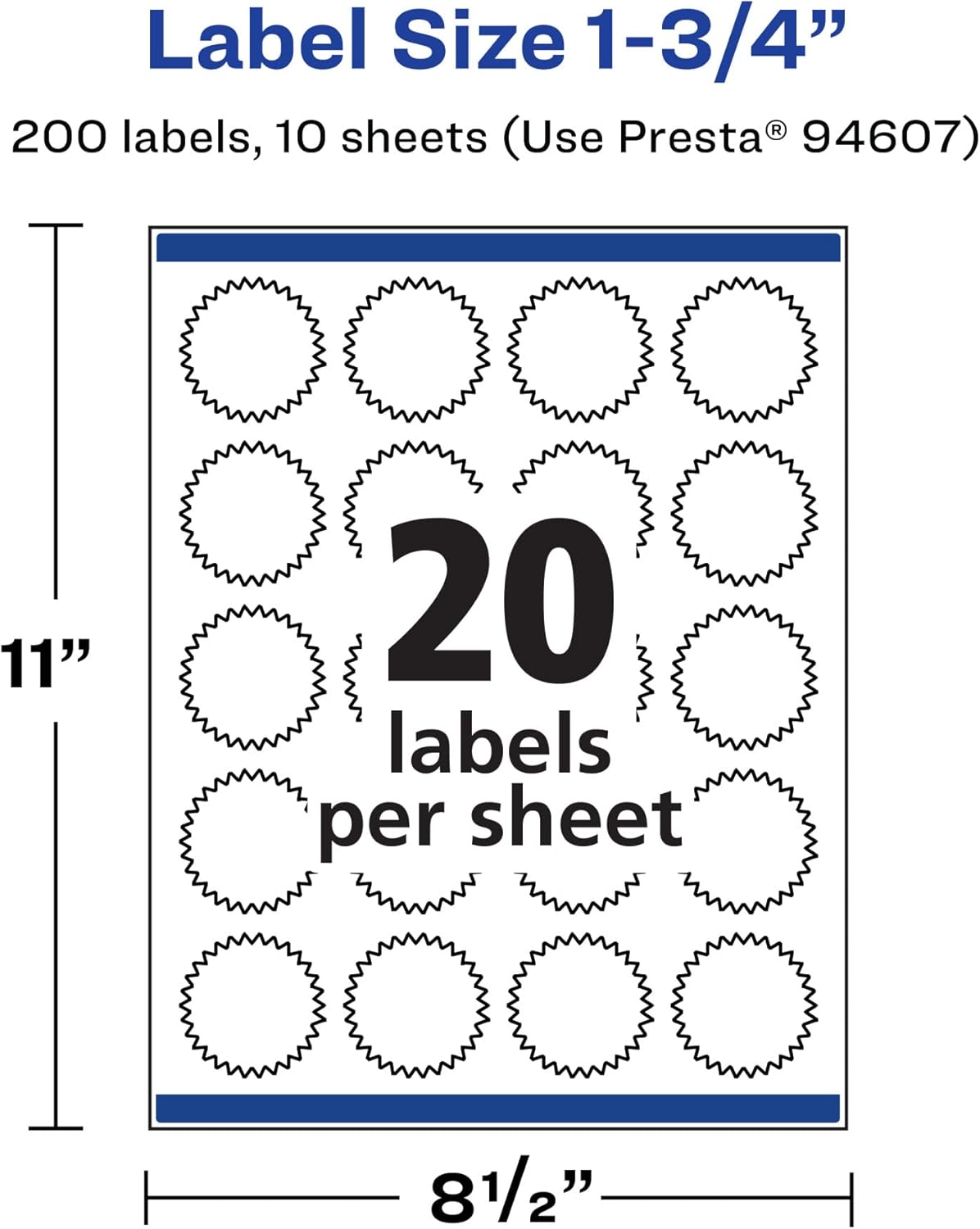 AVERY Durable Waterproof Starburst Labels, Sure Feed Technology, 1.75"