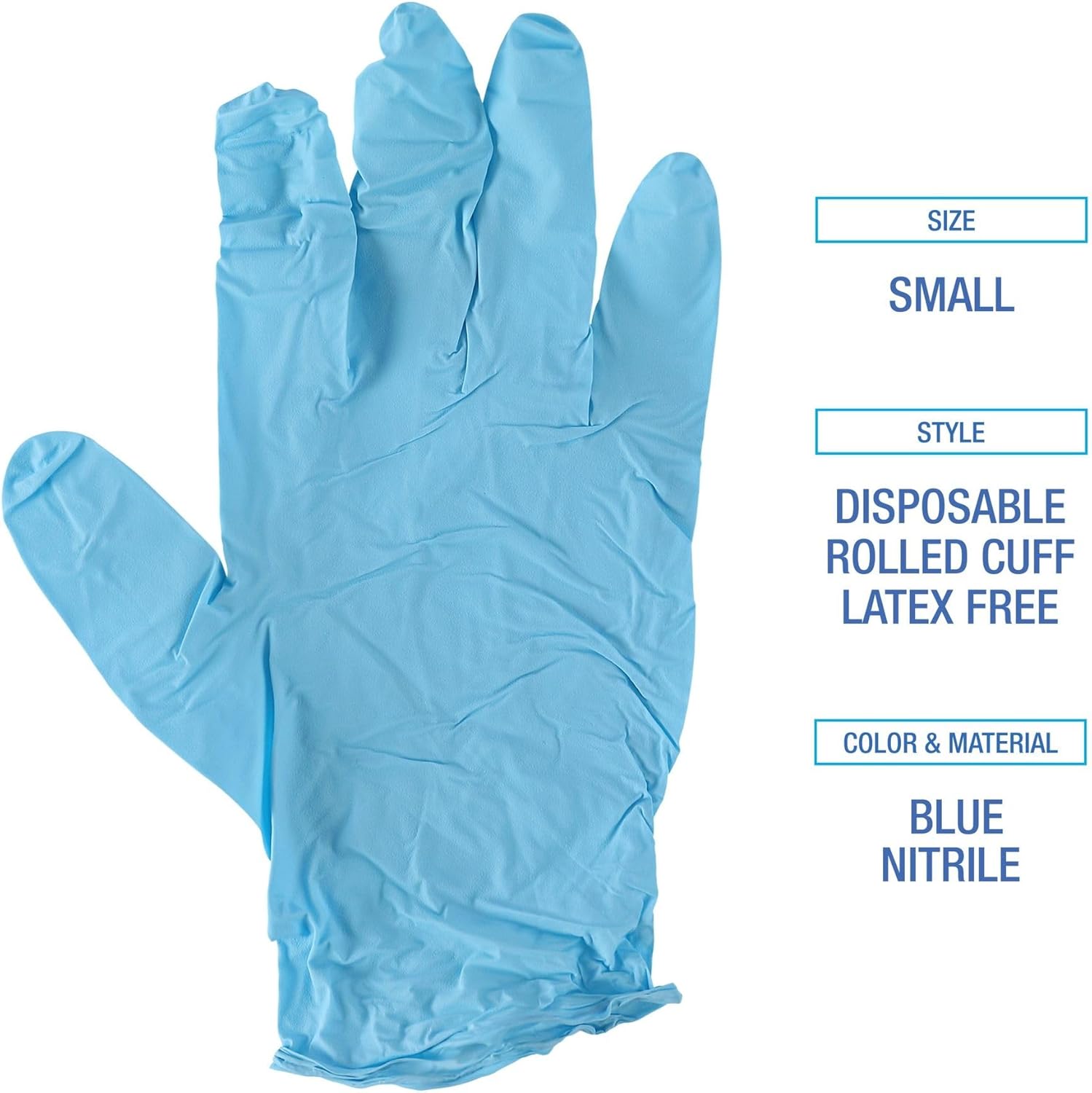 Boardwalk Disposable Examination Nitrile Gloves, Small, Blue, 5 mil, 100/Box