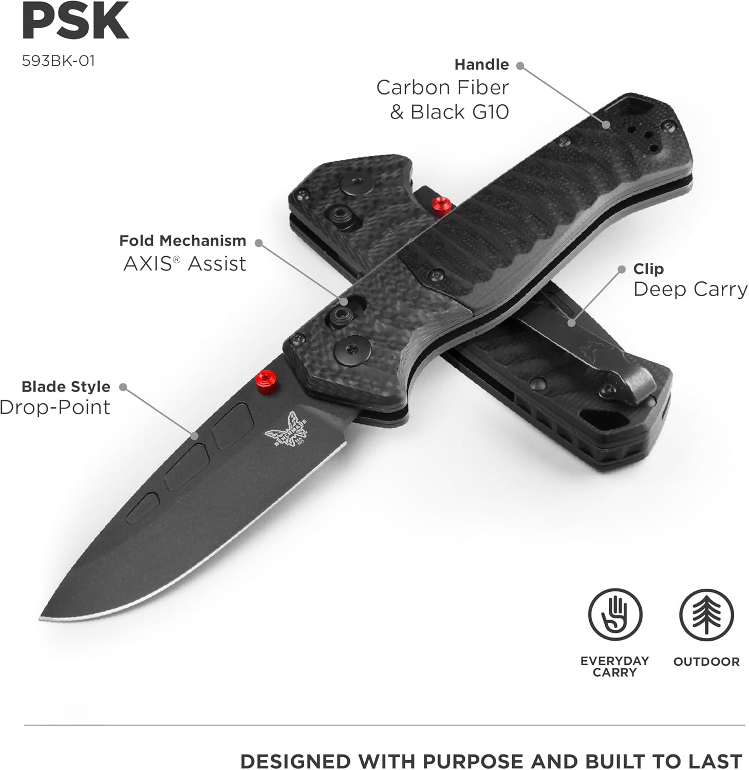 BENCHMADE PSK Folding Knife (593BK) - Personal Survival Kit