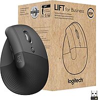 Logitech Lift for Business, Vertical Ergonomic Mouse, Wireless, Bluetooth or Secured Logi Bolt USB, Quiet clicks, Globally Certified, Windows/Mac/Chrome/Linux - Graphite Right-Handed