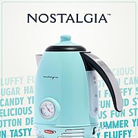 Nostalgia Retro Stainless Steel Electric Tea And Water Kettle, 1.7 Liters, Auto-Shut Off & Boil-Dry Protection