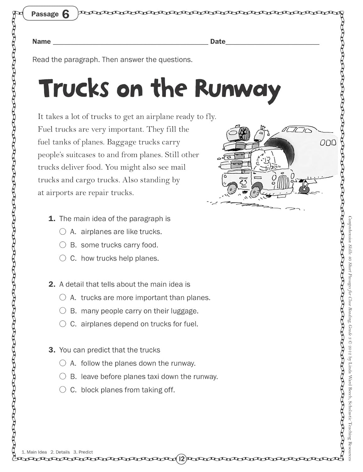 Scholastic Comprehension Skills: 40 Short Passages For Close Reading, Grade 3