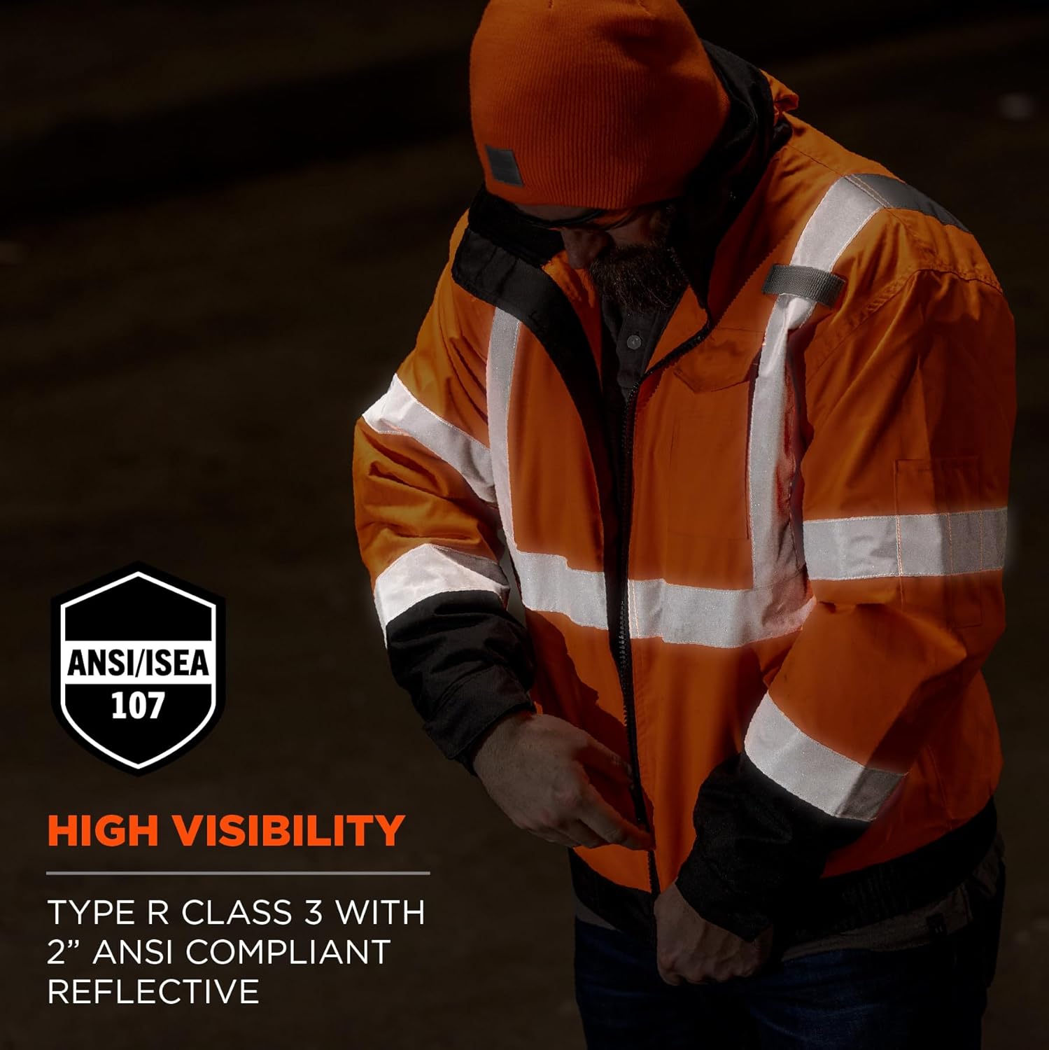 Ergodyne GloWear 8379 Type R Class 3 High-Visibility Fleece-Lined Bomber Jacket