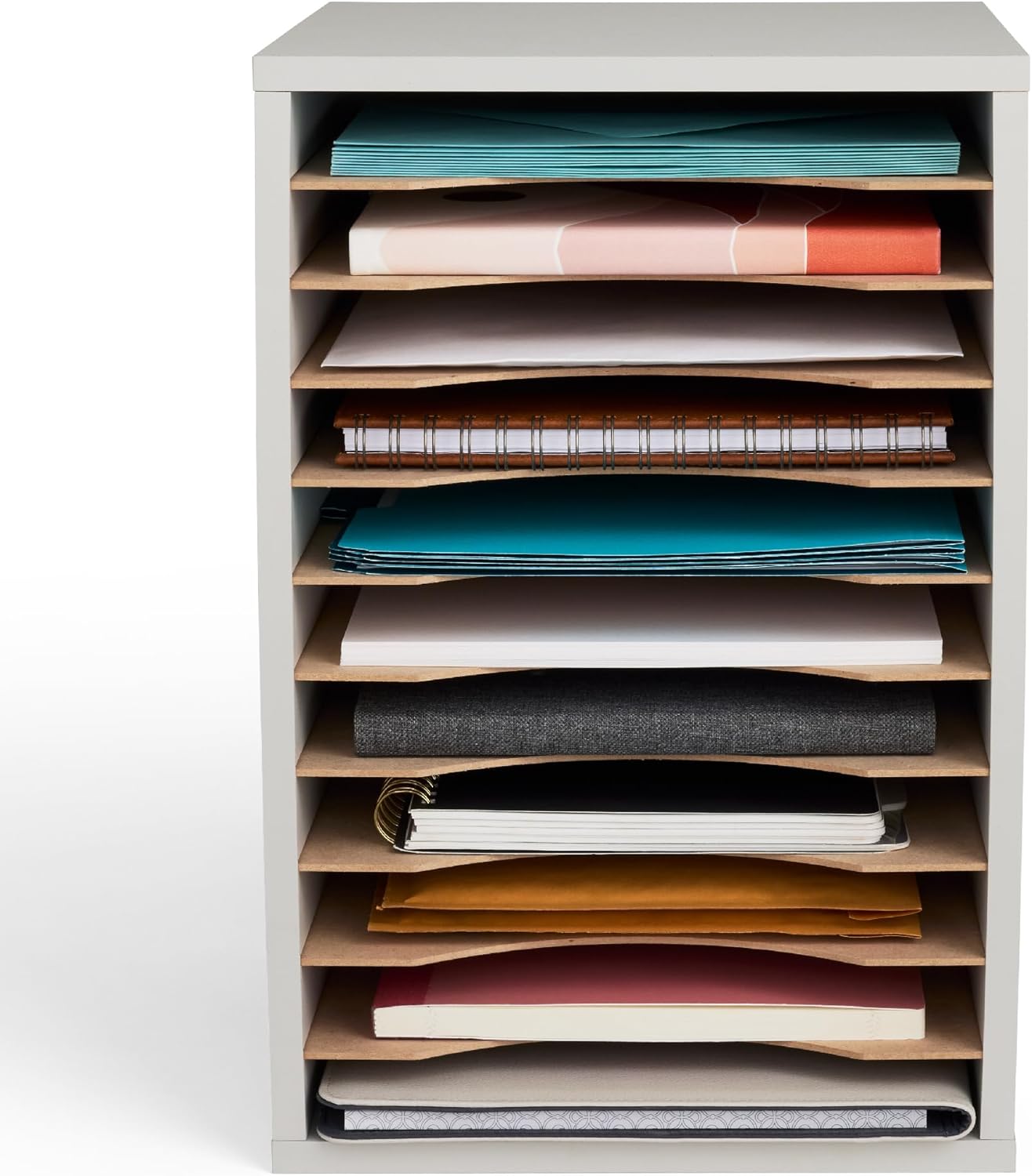 Safco Vertical Literature Organizer, 11-Compartment Wood Desktop Sorter