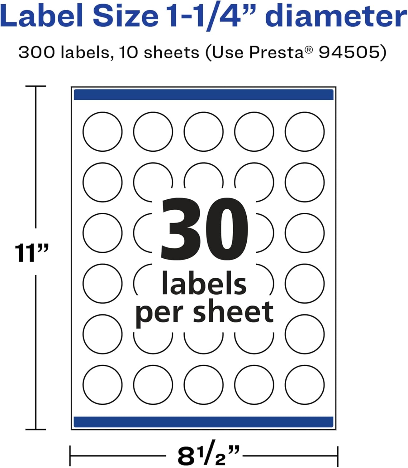 Avery Glossy White Round Labels, Sure Feed Technology, 1.25" Diameter, Print-to-The-Edge, Permanent Adhesive