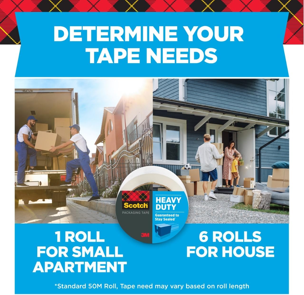 Scotch Heavy Duty Shipping Packaging Tape, 1 Dispensered Roll, 1.88 x 38.2 yd, Great for Packing, Shipping & Moving