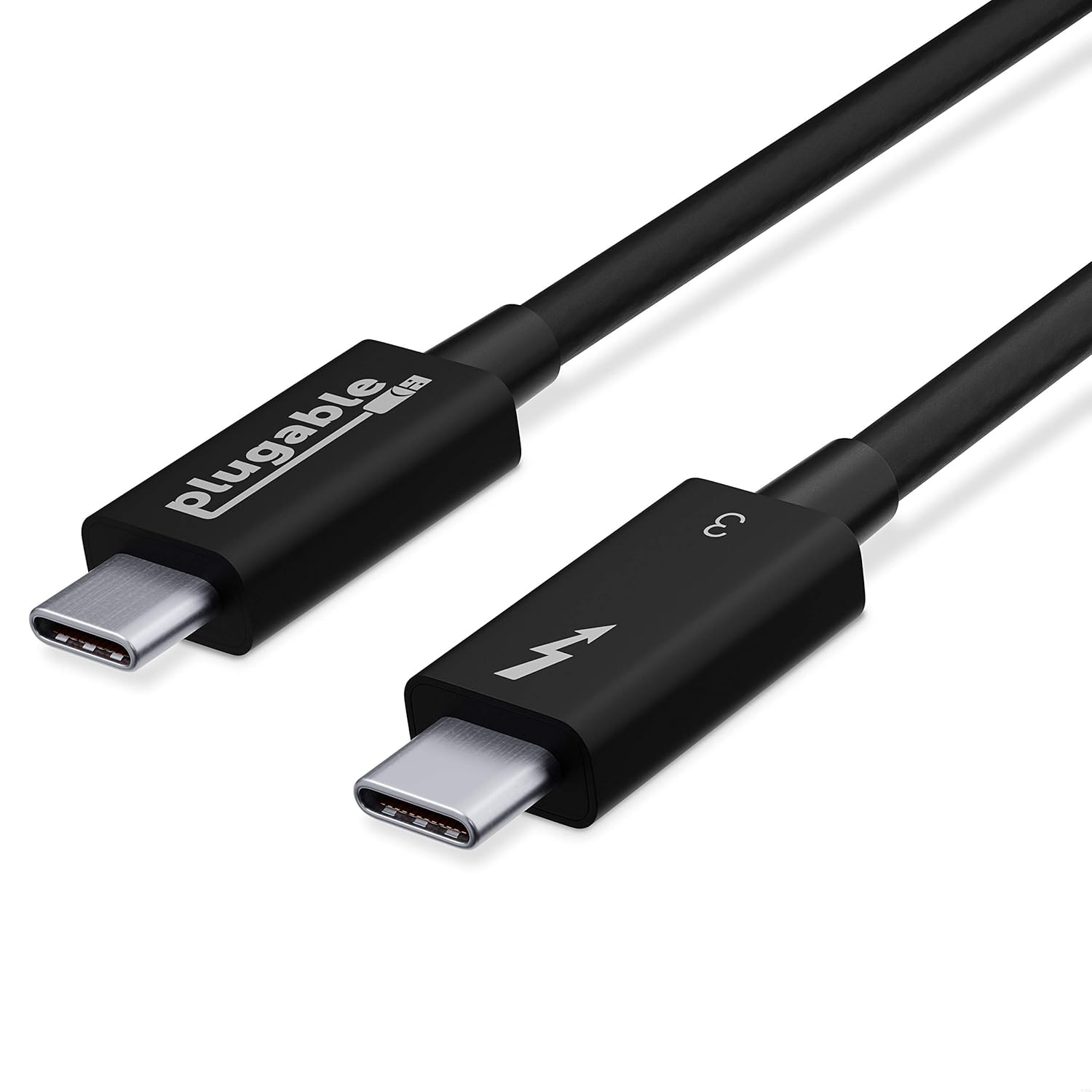 Plugable Thunderbolt 3 Cable 40Gbps Supports 100W (20V, 5A) Charging, 2.6ft / 80cm Thunderbolt-Certified USB C Compatible