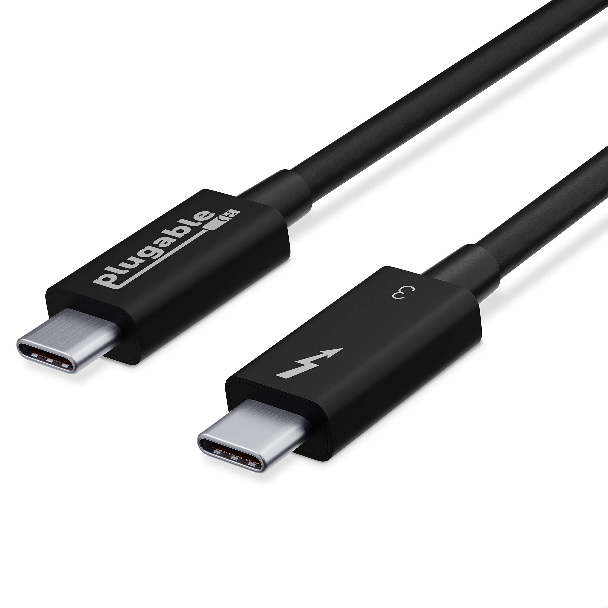 Plugable Thunderbolt 3 Cable 40Gbps Supports 100W (20V, 5A) Charging, 2.6ft / 80cm Thunderbolt-Certified USB C Compatible