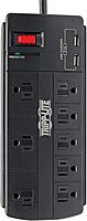 Tripp Lite Surge Protector with USB Charging, 8 Outlet Surge Protector Power Strip, 2 USB Charge Ports, 8ft Cord, 1200 Joules, Black (TLP88USBB)