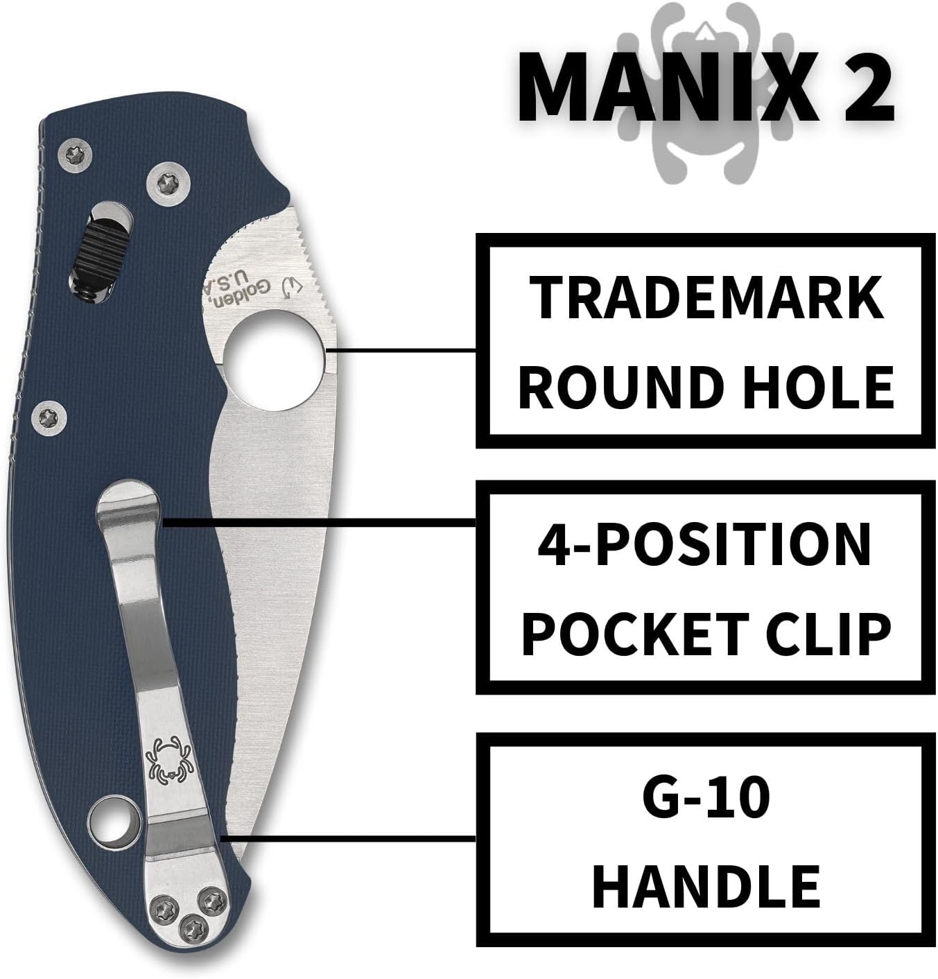 Spyderco Manix 2 Utility Folding Knife with 3.37 In CPM SPY27 Steel Blade and G-10 Handle - Everyday Carry - PlainEdge