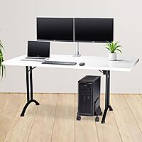 StarTech.com Computer Tower Cart, Rolling Mobile CPU Caddy on Wheels, Max Load 46.3lb/21kg, Adjustable Desktop Case Mount