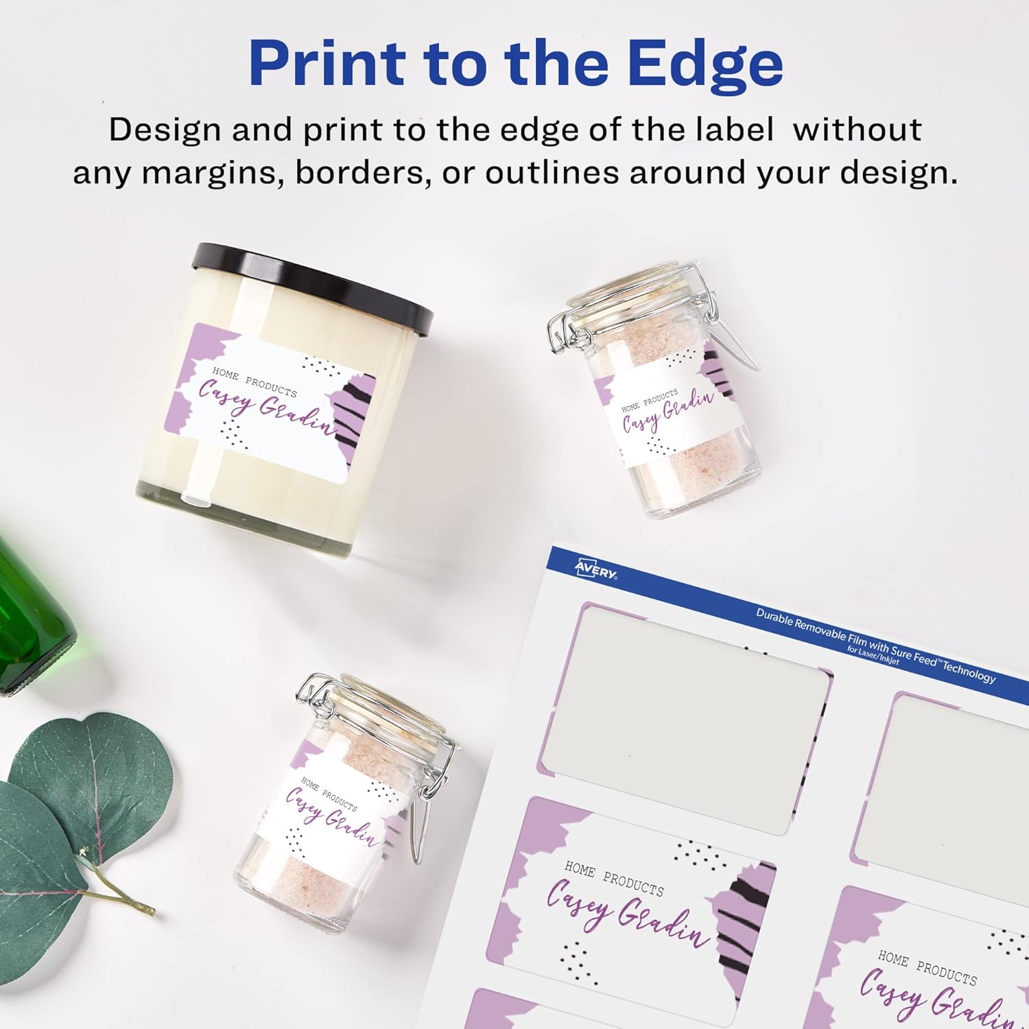 AVERY Durable Removable Rectangle Labels, Sure Feed Technology, 2" x 3", Matte White Film